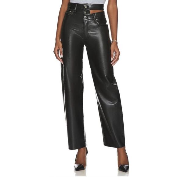 Agolde Pants - Agolde Recycled Leather Broken Waistband Straight Leg Pants in Detox Women’s 24